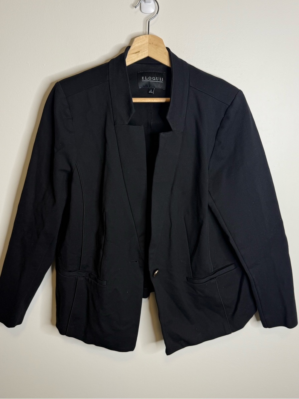 Eloquii Blazer Women's Size 16 Black Shawl Lapel Single Button Professional Work